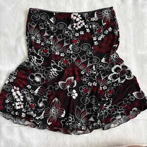 y2k vintage candies black and red grunge midi skirt